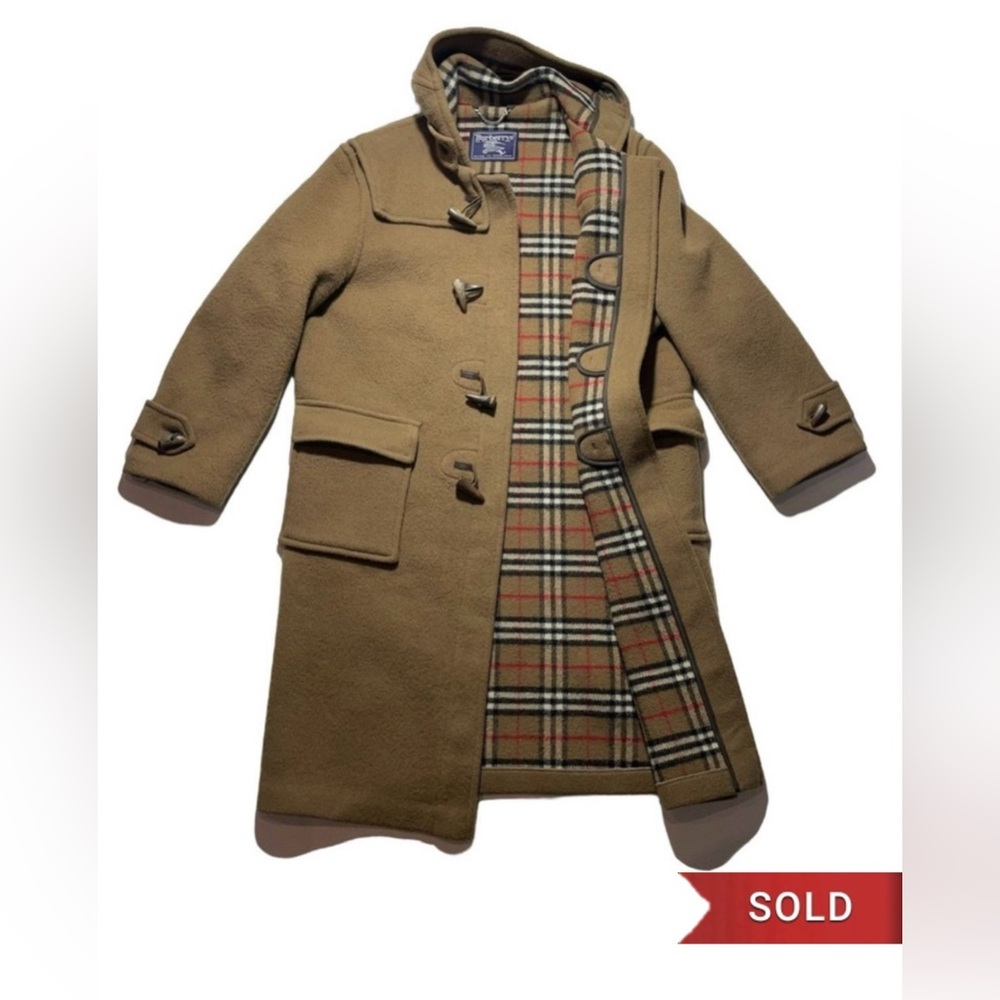 Burberry Nova Check Tan Wool Duffle Coat 🔥